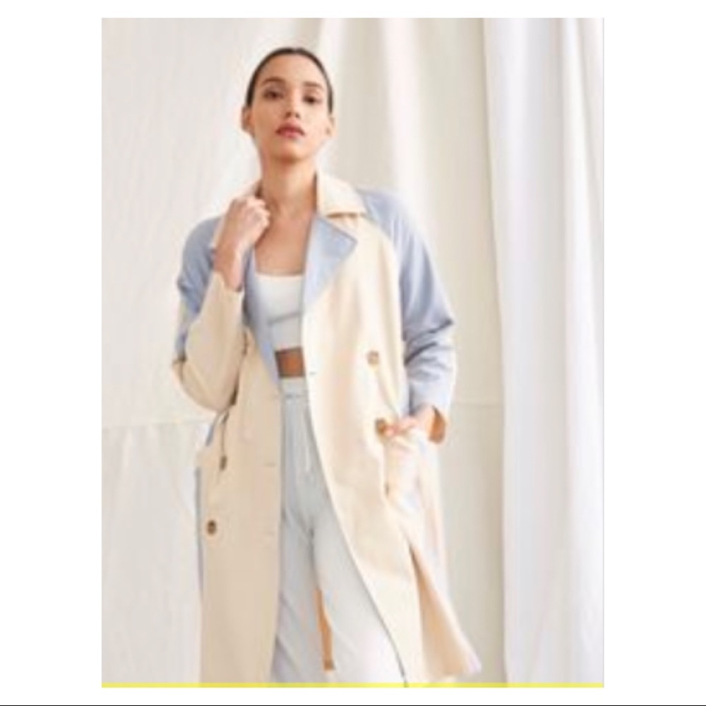 Colorblock Belted Trench Coat